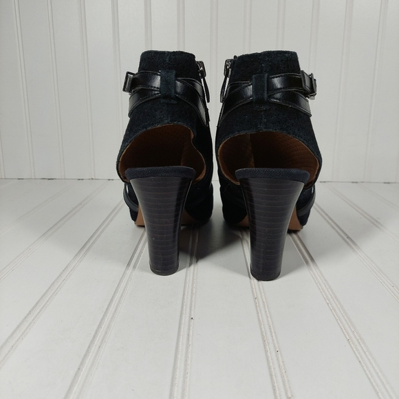 Franco Sarto Fantana Black Suede Leather Crisscross Strap Heeled Peep To… E727 - Picture 7 of 11